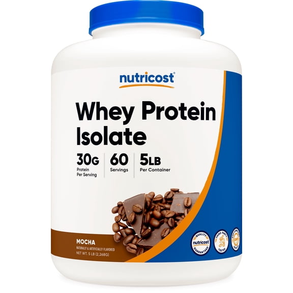 Nutricost Whey Protein Isolate Powder (Mocha) 5LBS - Non-GMO & Gluten Free