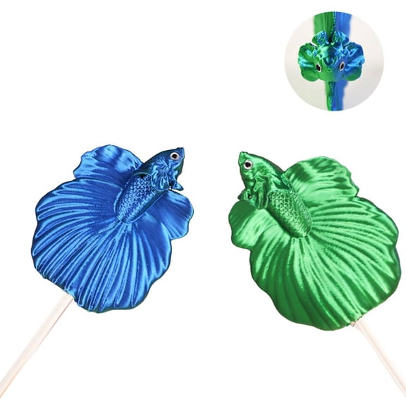 Betta Fish Training Wand, Acrylic Stick with Realistic Fish Topper for Flaring Exercise and Enrichment
