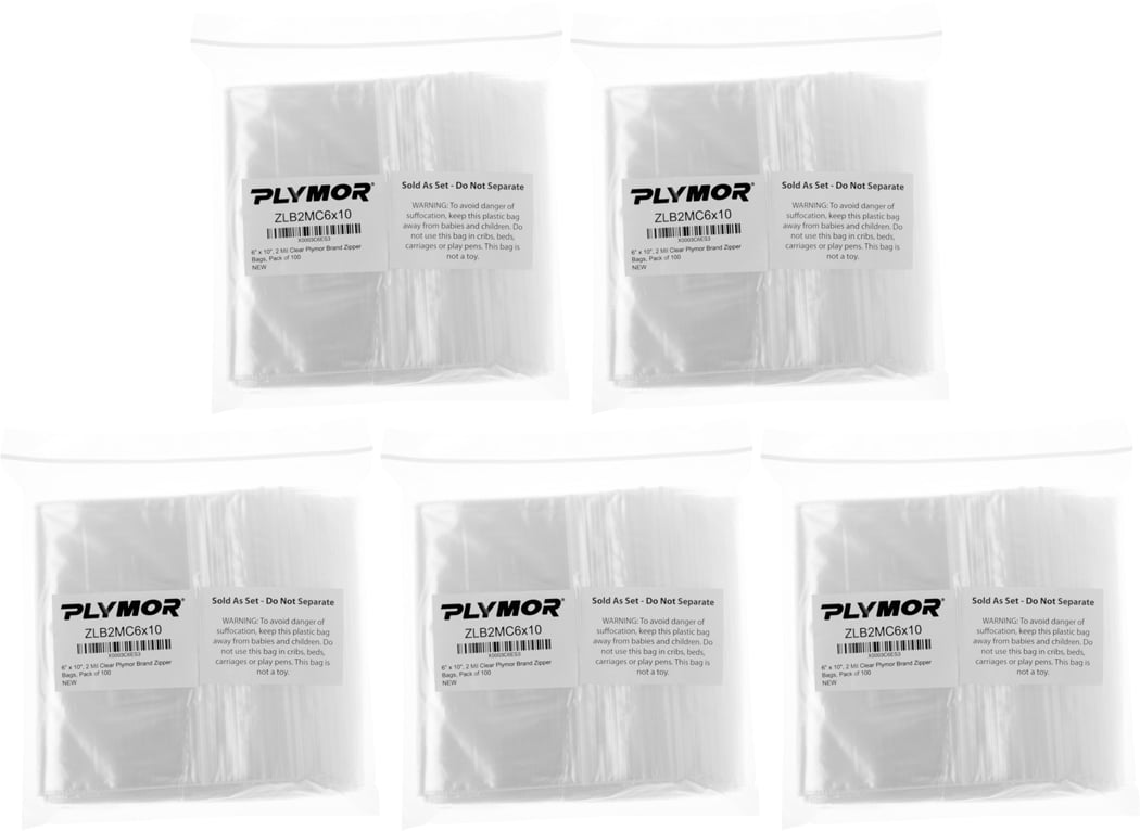 M02909-10 MOREZMORE 10 Ziplock Bags 6x9 Clear Plastic Zip Lock Bag