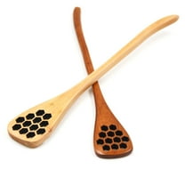 5 PCS Wooden Honey Spoon Grooved Honey Dipper Honey Mixing Stick Hollow Mixing Spoon