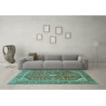 thumbnail image 3 of Ahgly Company Machine Washable Indoor Rectangle Persian Turquoise Blue Traditional Area Rugs, 7' x 9', 3 of 4