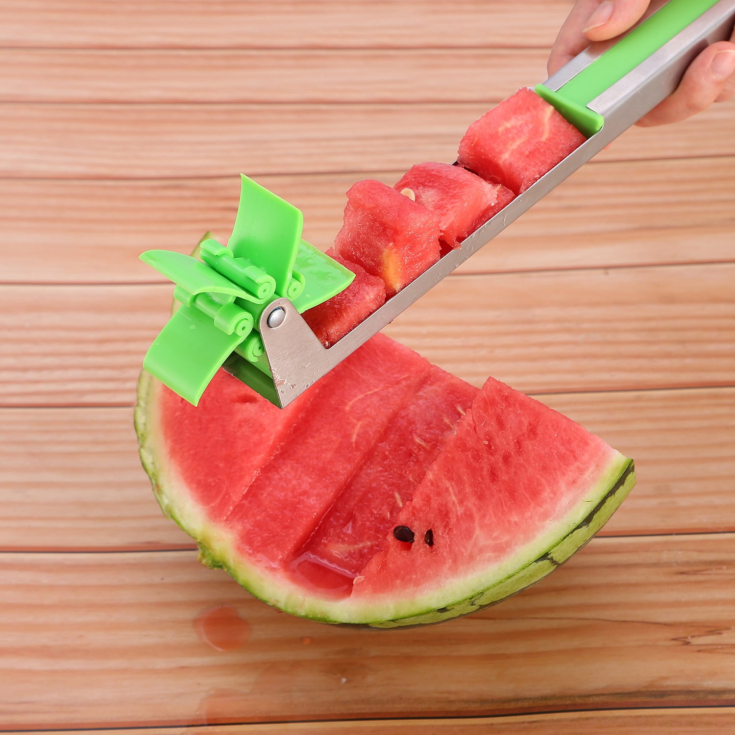 Fruit Cutting Tool Watermelon Windmill Cutter Cantaloupe Watermelon Dicer CJMING Watermelon Cutter Stainless Steel Fruit Slicer BPA Free 