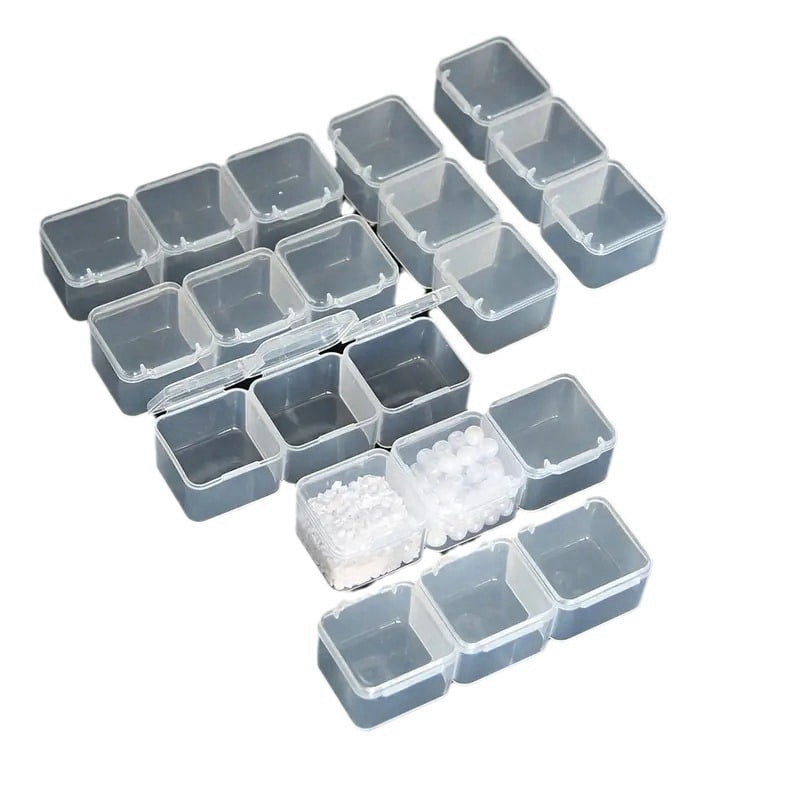 3sets 30 Slots Plastic Craft Organizer Case Painting Storage box Containers Rectangle Clear 20x17.5x2cm Small box: 9.7x3x2.2cm
