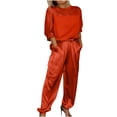 thumbnail image 5 of Women's Spring Set V-Neck Lapel Shirt and Wide Leg Pants Color Coordinated, 5 of 9