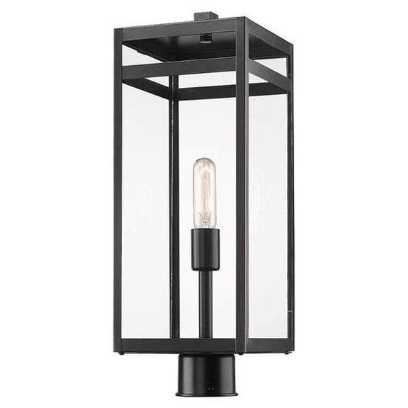 596PHBR-BK-Z-Lite-Nuri - 1 Light Outdoor Post Mounted Fixture In Outdoor Style-21.5 Inches Tall and 7.5 Inches Wide