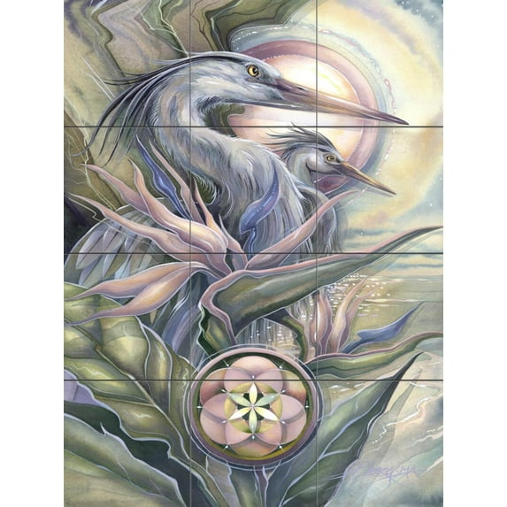 Tile Mural Kitchen Backsplash - Held Within A Circle - by Jody Bergsma