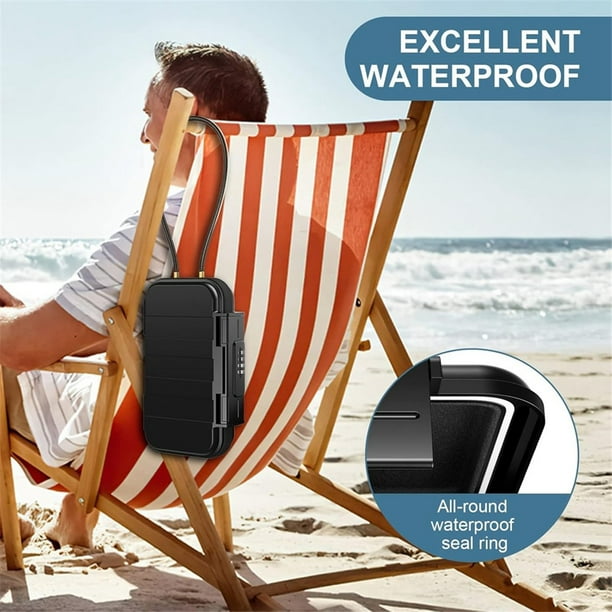Mini Caja Fuerte Portátil Resistente Al Agua, Caja Fuerte para Viajes A la Playa, Caja Fuerte con Combinación, Caja de Seguridad Antirrobo con Cable de Acero Desmontable