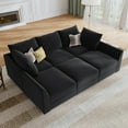 thumbnail image 4 of HONBAY 6-Piece Velvet Modular Sectional Sofa Bed with Large Storage Space for Living Room, Velvet Black, 4 of 8