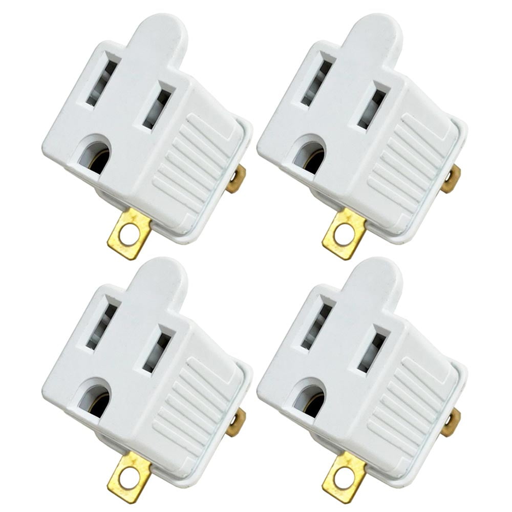 4 Pcs 2 Prong to 3 Prong Outlet Electrical Ground AC Adapter Grounding