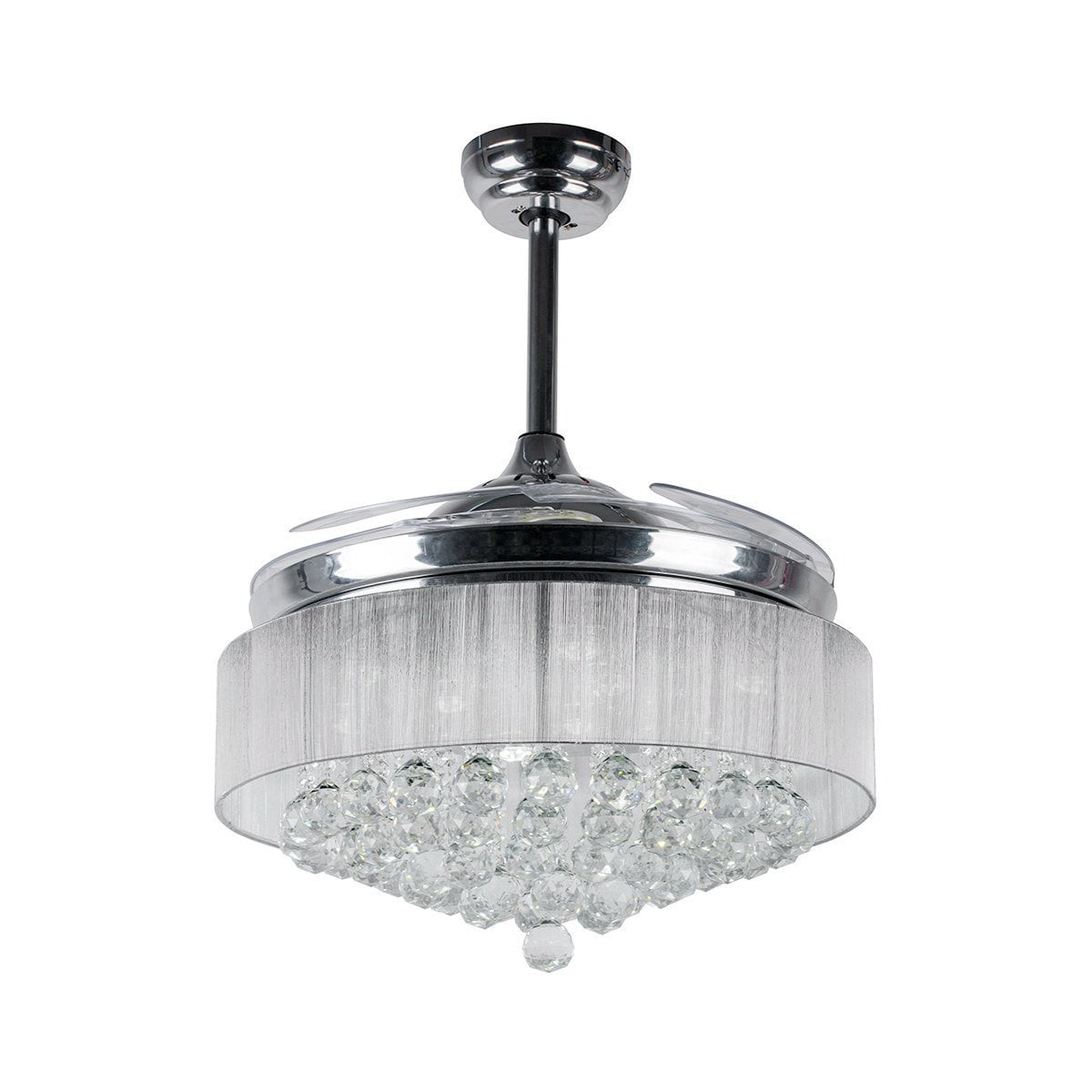 Ceiling Fans With Lights 42 Modern Led Fan Retractable Ceiling Fans With Lights 42 Modern Led Fan Retractable Blades Crystal Chandelier Remote Control 2700k Warm White Not Dimmable Chrome