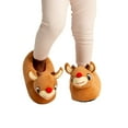 thumbnail image 4 of Rudolph The Red-Nosed Reindeer 3D Character Head Youth Brown Plush Slippers-M, 4 of 4