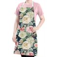 thumbnail image 5 of Pioneer Flower Floral Print Pattern Apron-Garden Aprons for Women with Pockets-Cotton Linen Waterproof Kitchen Cooking Gardening Aprons Adjustable for Kitchen,Cooking,BBQ and Salon 33x27 Inch, 5 of 7