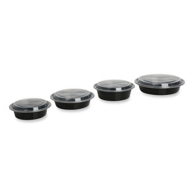 Microwavable Food Container with Lid, Round, 32 oz, 7.28 x 7.28 x 2.55, Black/Clear, Plastic, 150/Carton Microwavable Food Container with Lid, Round, 32 oz, 7.28 x 7.28 x 2.55, Black/Clear, Plastic, 150/Carton