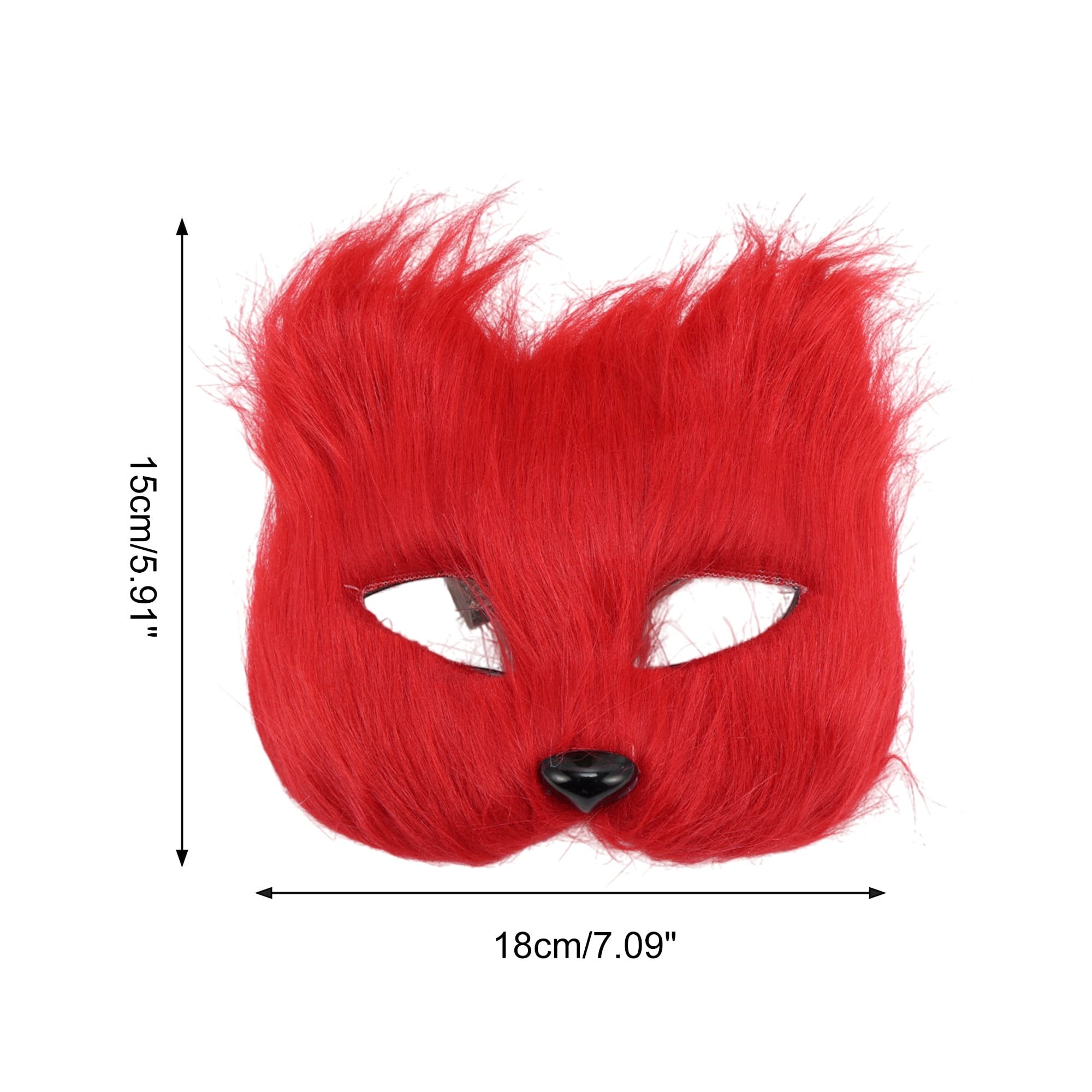 Unique Bargains 1 Pack Long-haired Foxes Party Mask Costume Events Red