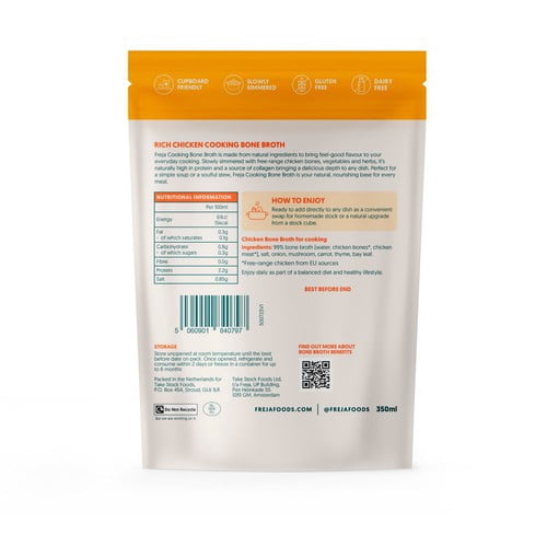 Freja Rich Chicken Cooking Bone Broth 350ml, British Import (Pack of 3)