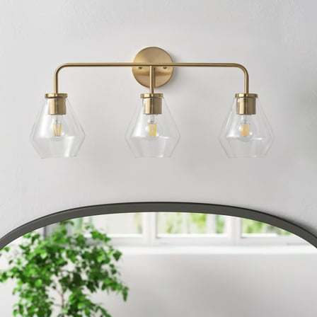 Aiwen 3-Light Gold LED Vanity Light with Clear Glass Shades
