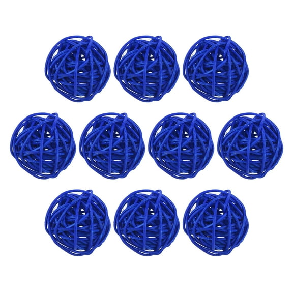 Uxcell 10 Pcs Wicker Rattan Balls 1.2 Inch Rattan Decorative Balls Vase Fillers for Wedding Party Navy Blue