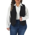 thumbnail image 2 of DARING DIVA Women's Plus Corduroy Lined V Neck Sleeveless Jacket 2X Black, 2 of 6