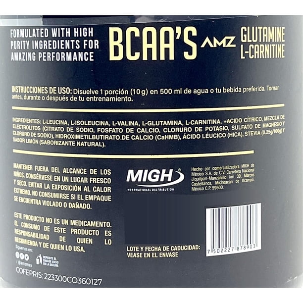 l carnitina y glutamina BCAA's + L- AMZ 420 gr Limón 42 serv Fluorometric Estimation of Glutathione Diet and Energy Color:500g Chamomile