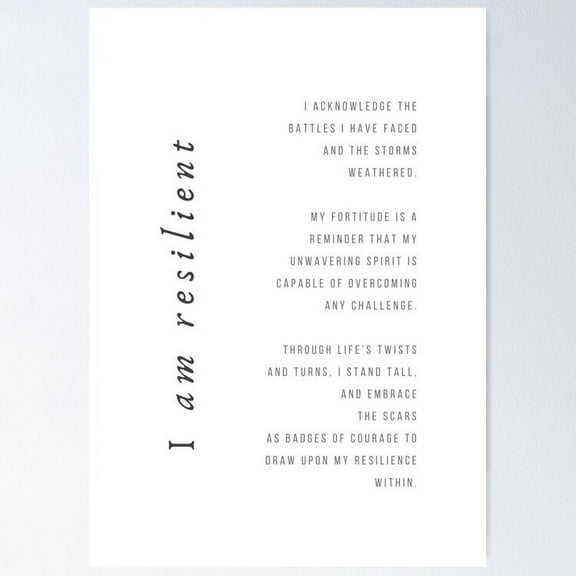 I Am Resilient Poster- Unframed Poster | Wall Art | Perfect For Home Decor & Gifts, 8x12