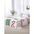 thumbnail image 5 of Pink Flamingos Queen Size Flat Sheet, Wrinkleproof & Fadeproof Cooling Flat Bed Sheet Only, Summer Green Tropical Palm Leaves Breathable Soft Bedding Top Sheets 90 x 102 Inches, 5 of 8