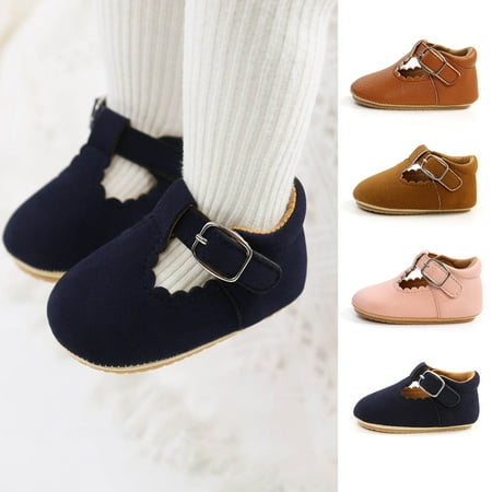 Hinvhai Baby Boys Girls Lace Up Leather Sneakers Casual Soft Rubber Sole Infant Oxford Loafers Anti-Slip Toddler Soft Sole Comfotable Dress Shoes Pink 6(13)