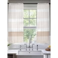 thumbnail image 3 of Brown Stripe Semi Sheer Curtains 63 Inch Length 2 Panels Set, Modern Rustic Horizontal Brown Striped Sheer Kitchen Curtain Privacy Voile Window Curtain for Living Room Bedroom Rod Pocket Drapes, 3 of 7