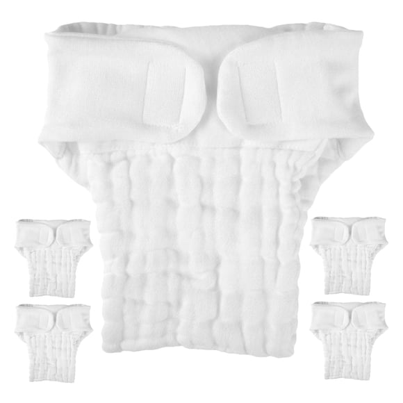 5 protectores de pañal reutilizables para adultos, lavables, suaves, para incontinencia, de fibra de algodón, color blanco, talla M