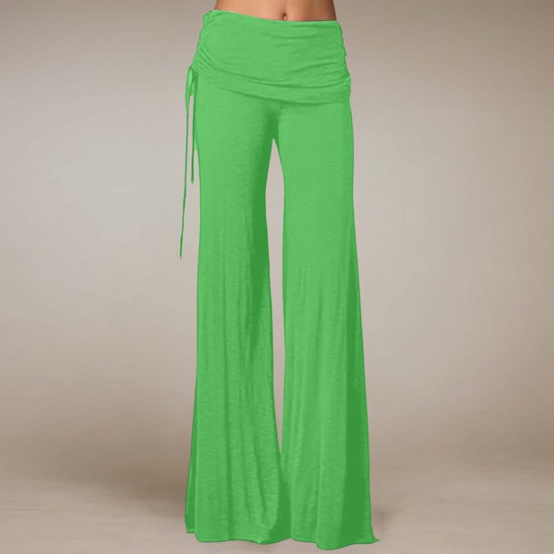 WILLBEST Pantalones Casuales para Mujer, Ligeros, Transpirables, para Playa, de Verano, con Cintura Elástica Versátil, Cómodos, con Pierna Ancha, para Viajes, Picnics y Actividades En Casa. Chica