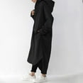 thumbnail image 5 of Women's Plus Size Hooded Trench Coat, Casual Long Jacket, Lightweight Spring Fall Coat, Loose Fit Outerwear, Everyday Long Sleeve Coat Black L, 5 of 5