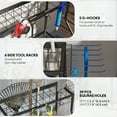 thumbnail image 3 of Outsunny Garden Tool Organizer for Garage, 3 Tier Yard Tool Storage Rack with Hooks, Blue, 3 of 9