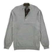 Tasso Elba Mens Mock Neck Textured Pullover Sweater, Grey, X-Large