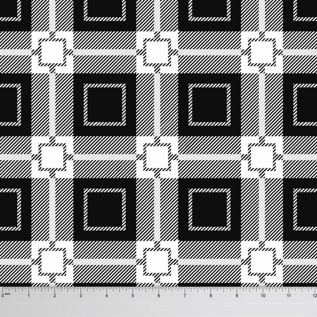 Soimoi Decorative Check Printed Viscose Rayon Fabric Craft Sewing Material By The Yard 58 Inches Wide - Black