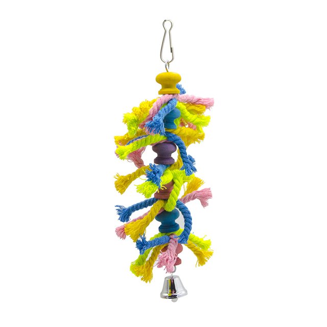Parrot Block Toy Cylindrical Bell Funny Sisal Parrot Toy Cotton Rope Bird Toy