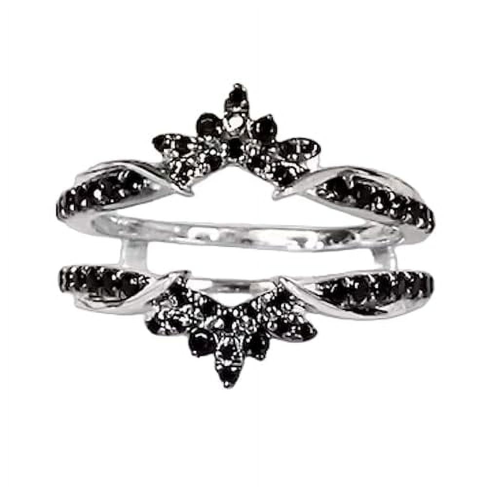 Gems Jewels 925 Sterling Silver 2.00 Ct Round Cut Black Diamond Wedding Engagement Enhancer Guard Wrap Ring 14K White Gold Plated For Women's -9