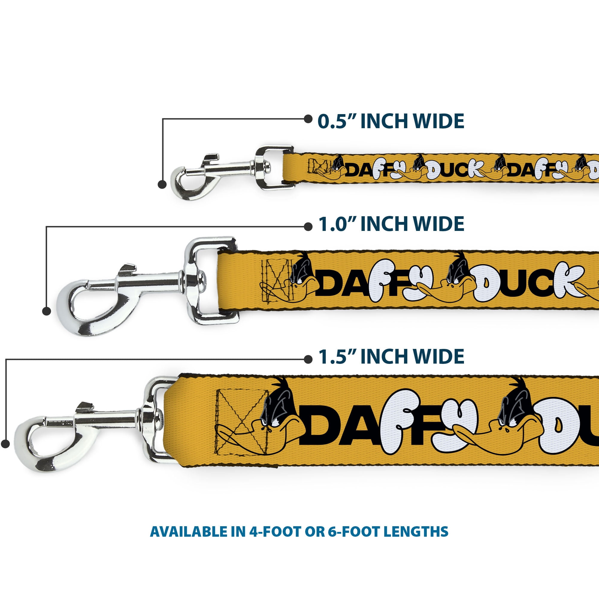 Looney Tunes Pet Leash, Dog Leash, Daffy Duck Smiling Face Text Orange, 6 Feet Long 1.0 Inch Wide