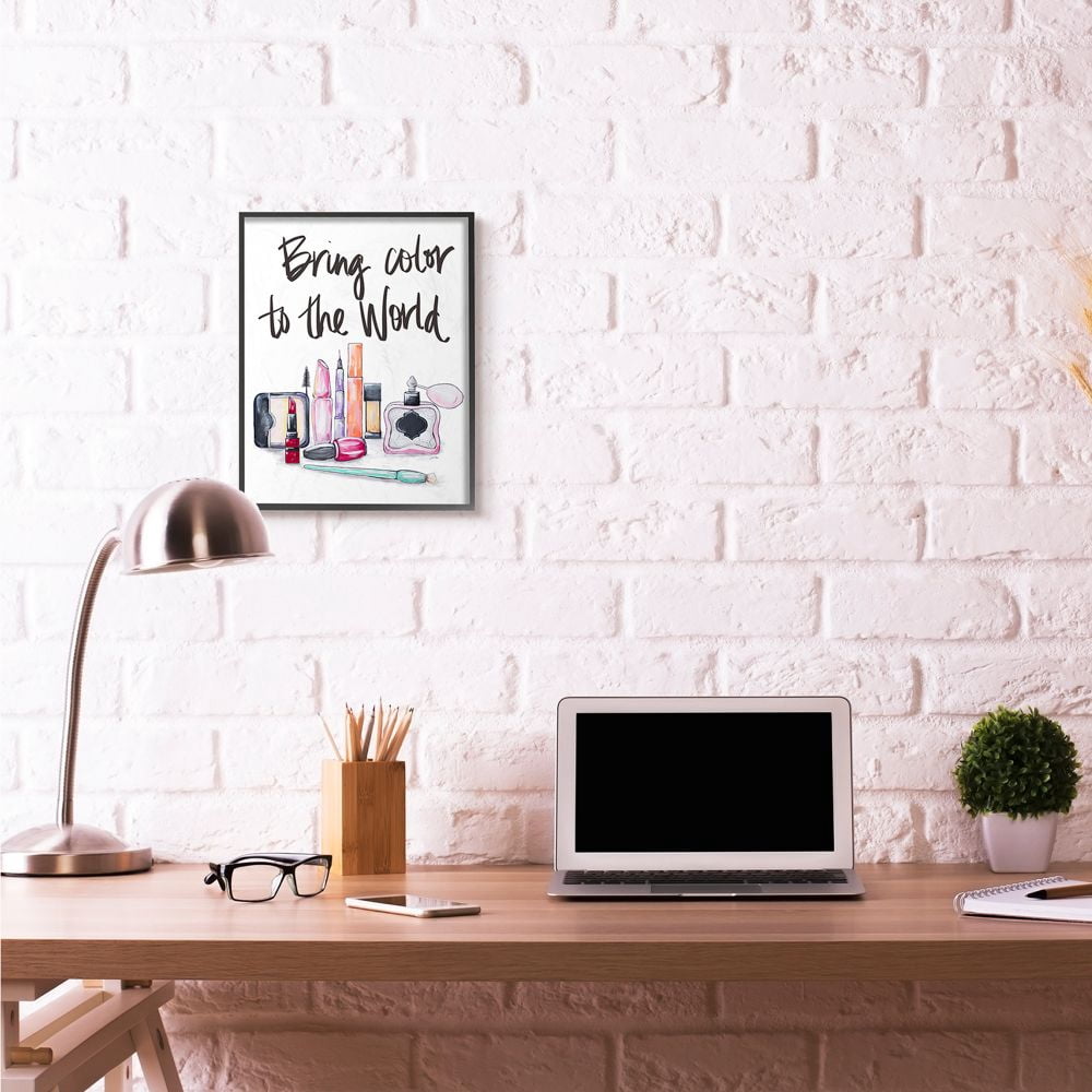 Stupell Industries Color To The World Makeup Fashion Modern Watercolor Word Design Framed Giclee Texturized Art by Gina Ritter