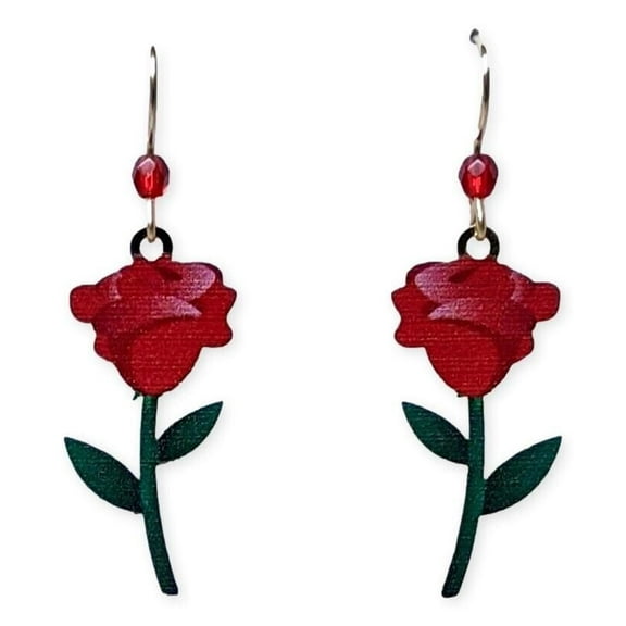 RED ROSE Hypo-Allergenic Earrings, Sterling Silver Plated, by Sienna Sky