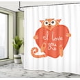 thumbnail image 4 of Ambesonne Cat Shower Curtain, Holding a Heart Valentine's Day, 69"Wx75"L, Vermilion Burnt Sienna, 4 of 4