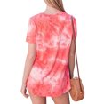 thumbnail image 3 of Women's Tie Dye V Neck Short Sleeve Loose Tee Shirt, 3 of 3