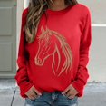 thumbnail image 4 of Sweaters For Women Horse Print Hoodless Sweatshirt Riding Horse Lover Long Sleeve Crew Neck Pullover Tops Casual Loose Shirts Warm Soft For Fall And Winter 2Xl Womens Sweaters, 4 of 7