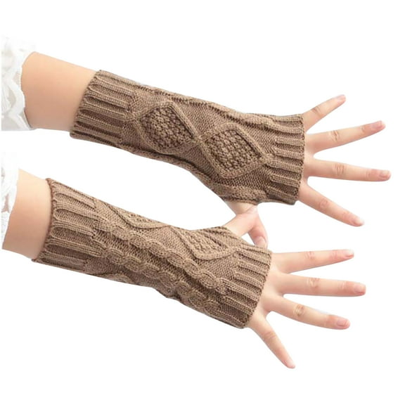 qolati Knitted Fingerless Gloves for Women Winter Thumbhole Wrist Warmer Gloves Crochet Arm Warmers Hand Mittens Gloves
