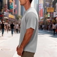 thumbnail image 4 of DPTALR Men's Waffle Knit Henley T-Shirt,Short Sleeve Casual Button Neck Top,Gray,Big Men's,Tall Men's M,Young Men's Shirts, 4 of 5