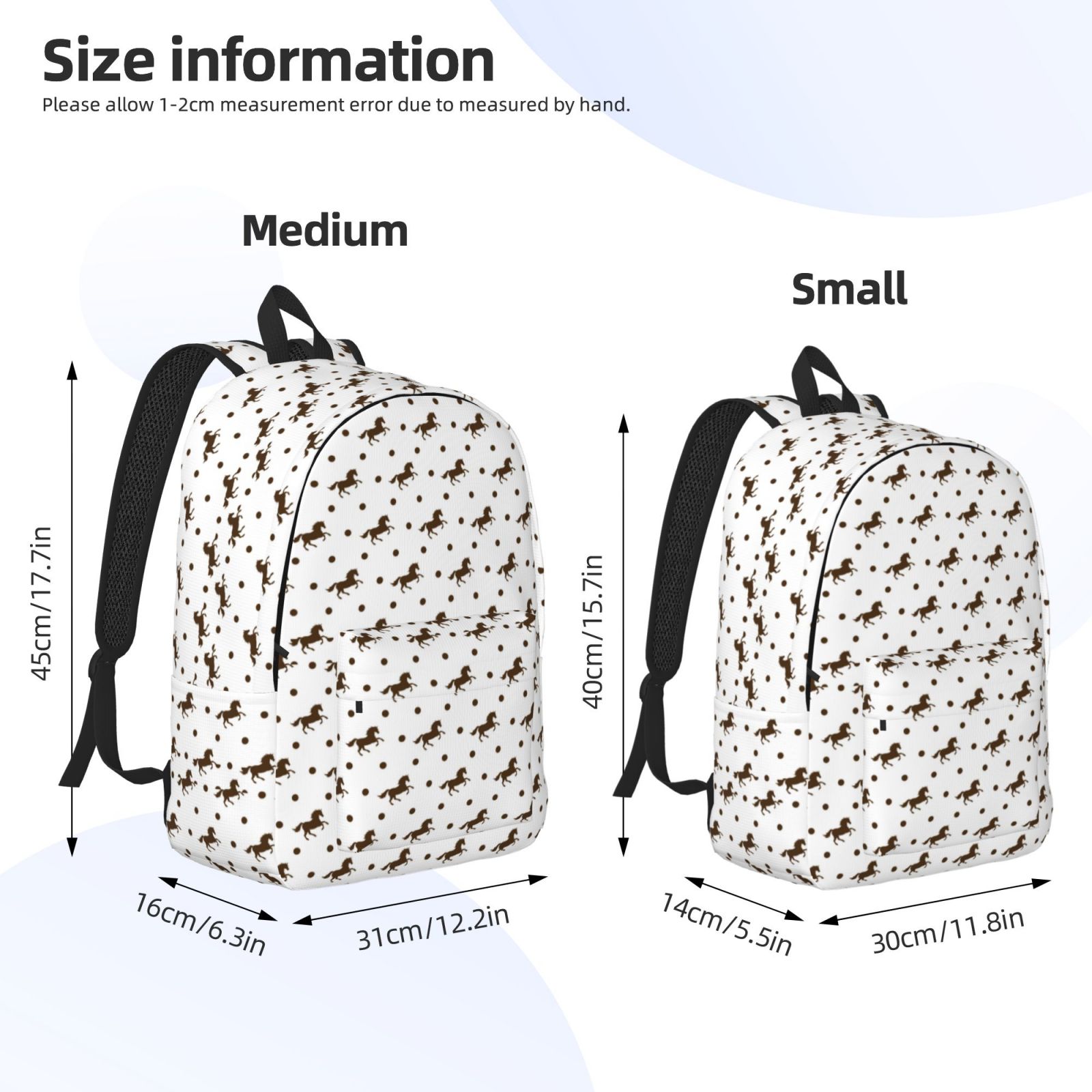 Travel Laptop Backpack - Modern Minimalist Horse And Dots Lightweight Canvas Backpack, Wear Resistant Computer Backpack Bag Fit {sizeName} Laptop for Men Women with Adjustable Padded Shoulder Straps