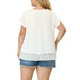 thumbnail image 3 of Agnes Orinda Women's Plus Size Chiffon Top Ruffle Short Sleeves V Neck Double Layered Hem Casual Blouses 1X White, 3 of 8