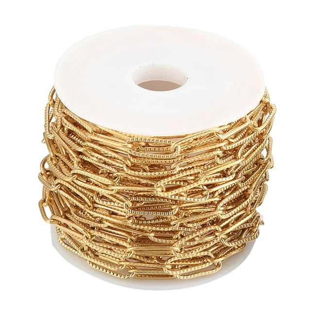 Cadena de eslabones de clip Cadena de clip en relieve de 39 pulgadas para fabricación de joyas Cadena de eslabones para accesorios de joyería collar Oro