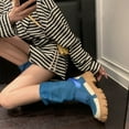 thumbnail image 4 of Bnwani Women Boots Footwear Fall Winter Zipper Thick Ankle Outdoor 0 Boot Blue Size 4.5, 4 of 9