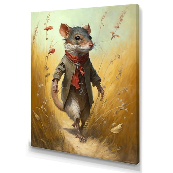 Designart Mouse In Grass Canvas Wall Art