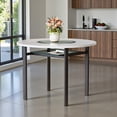 thumbnail image 2 of Tcbosik 42" Round Dining Table with MDF and Glass Top & Metal Legs, Modern Kitchen Table with Glass Shelf for Home Office, White, 2 of 9