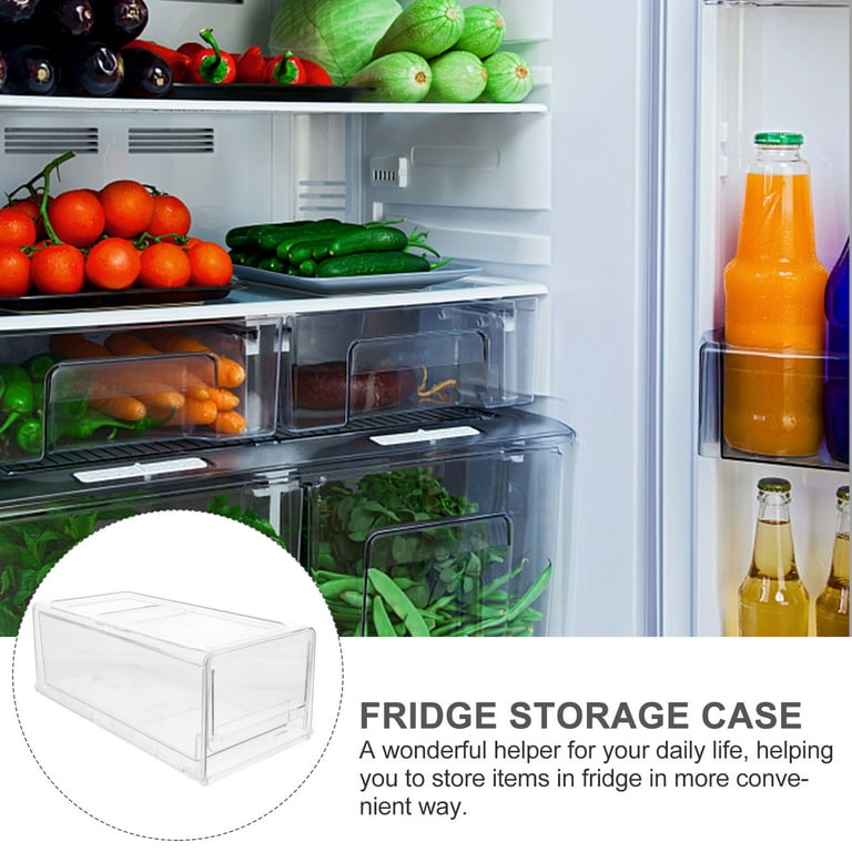 S Salient Refrigerator Organizer Bins ,Stackable Fridge Organizers Clear  Organizing Bins with Handles(6 Pack) 